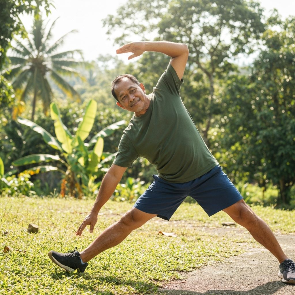 Pria aktif melakukan latihan